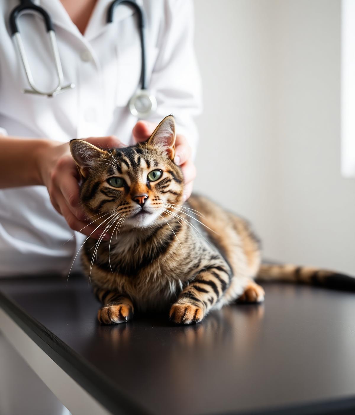 Veterinario examinando un gato en la clínica Novavet